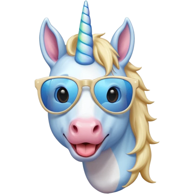 Male blonde blue rainbow white coated Unicorn wearing shades tongue out  emoji