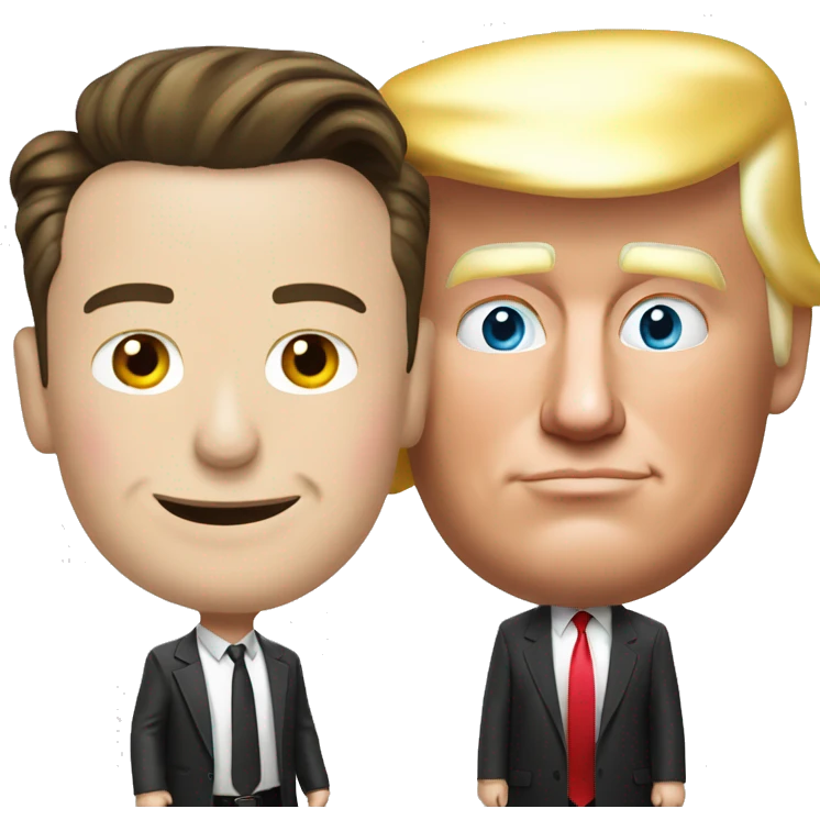 Elon musk and Donald trump hugging emoji