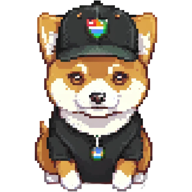 Shiba Inu in a black cap emoji