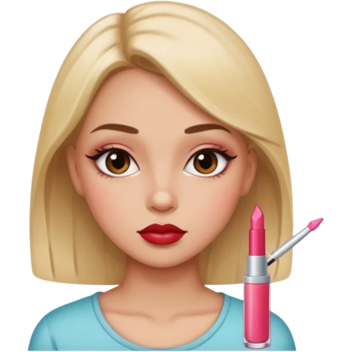 Girl with lipgloss with side eye look emoji