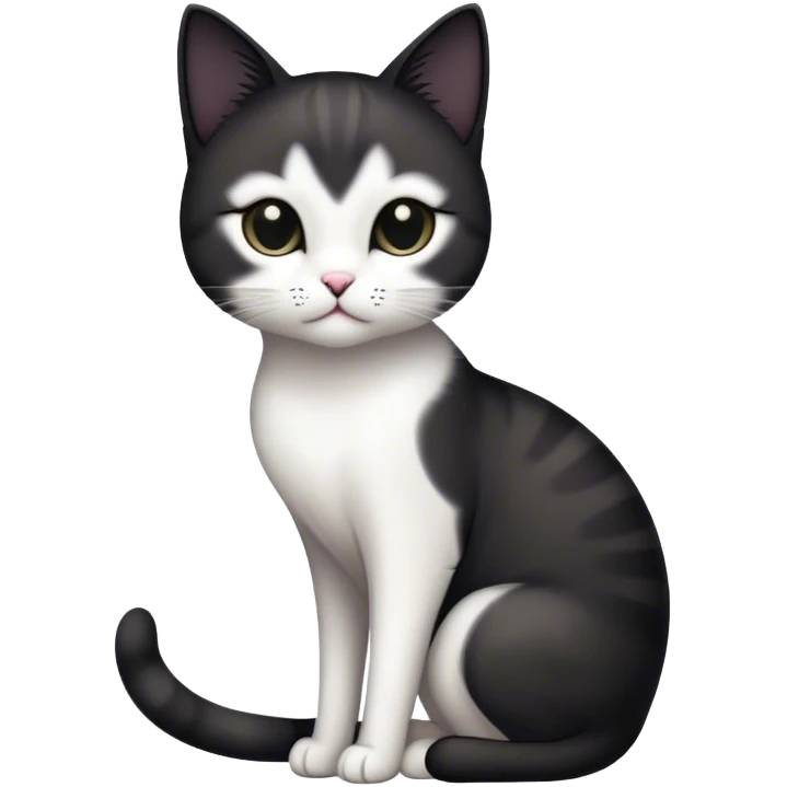 A slender black and whiteJianzhou cat emoji