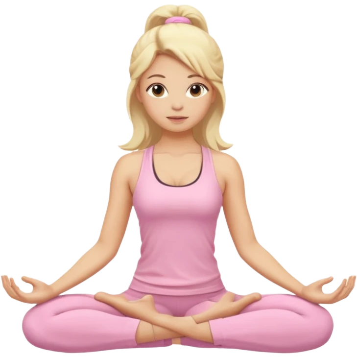 blonde yoga girl light pink clothes n emoji