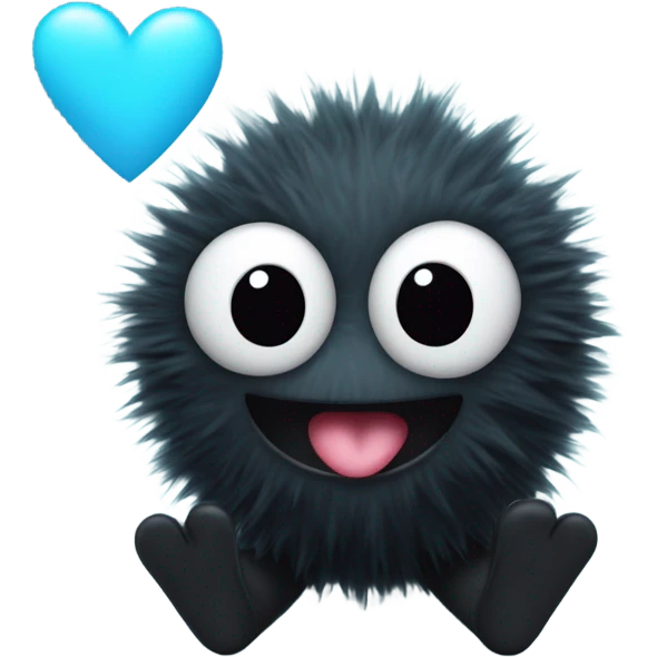Soot sprite holding pastel blue heart emoji
