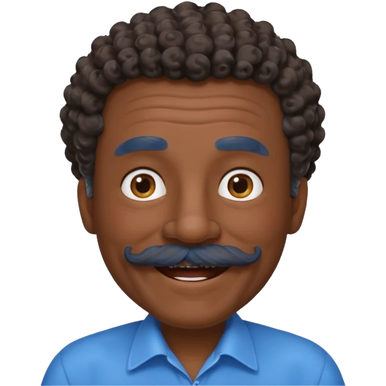 old guy with very curly short dark hair and big blue  mustache emoji