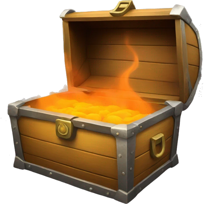 open treasure chest with orange smoke coming out emoji