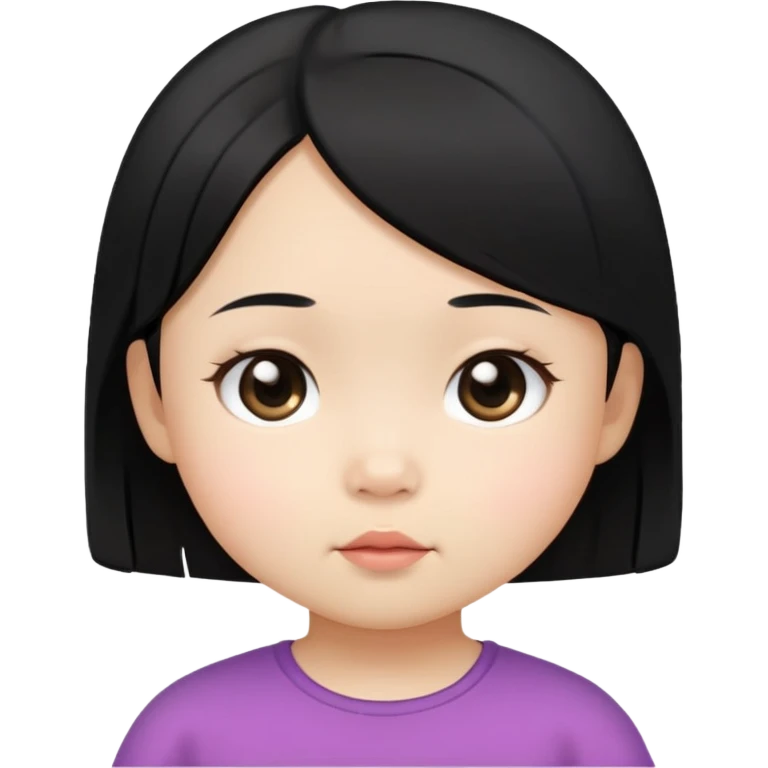 close up toddler girl face, Asian small eyes, light skin, straight black hair, no body, no neck emoji