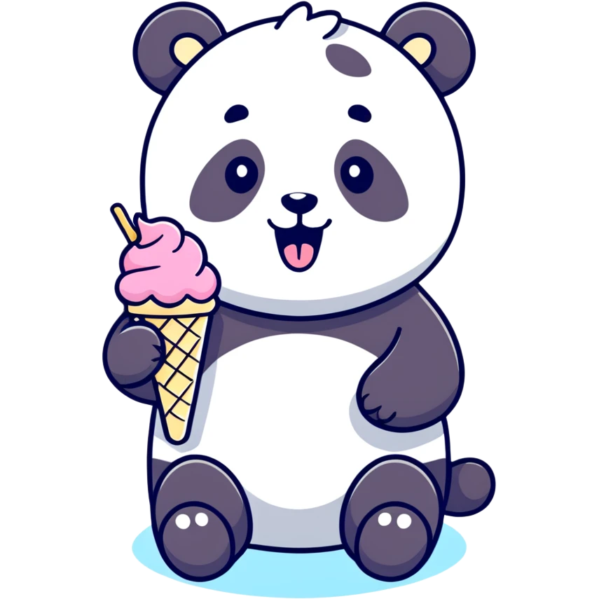 Panda eating ice cream emoji