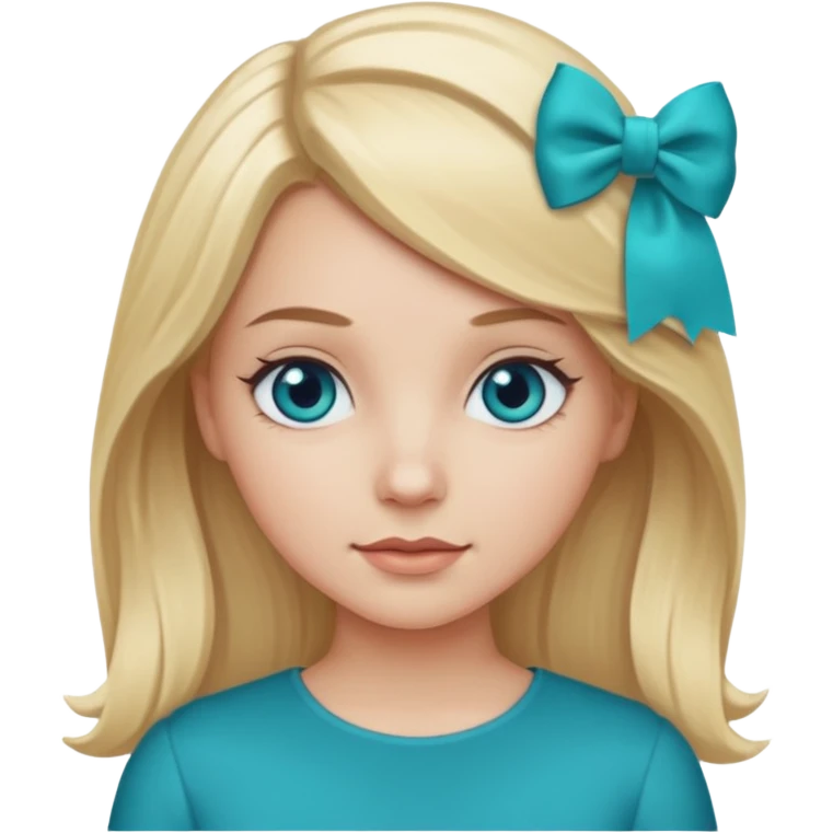 white girl with blond hair and teal bow emoji