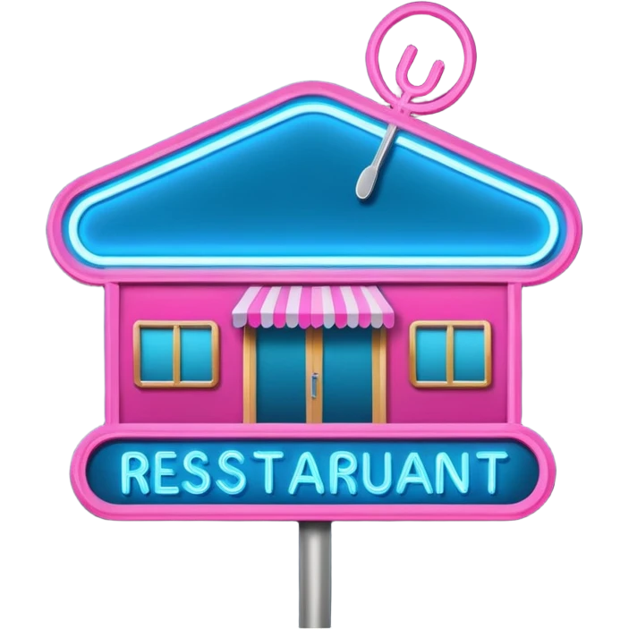 Neon restaurant sign emoji