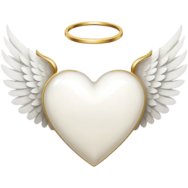 White heart with angel wings and halo emoji