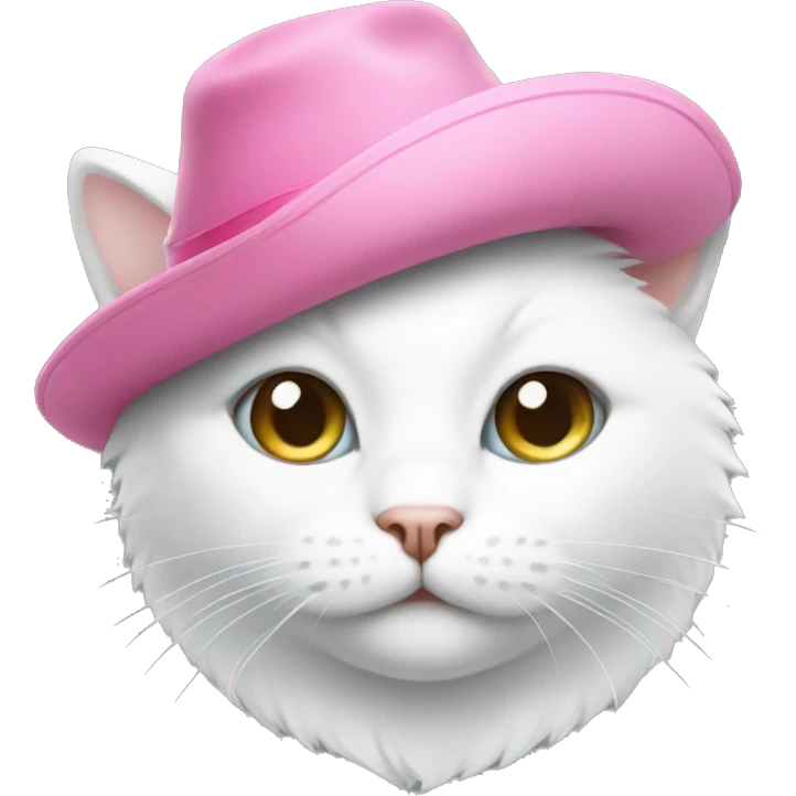 White cat with pink hat emoji