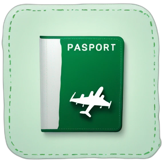 dark green passport with jet emoji