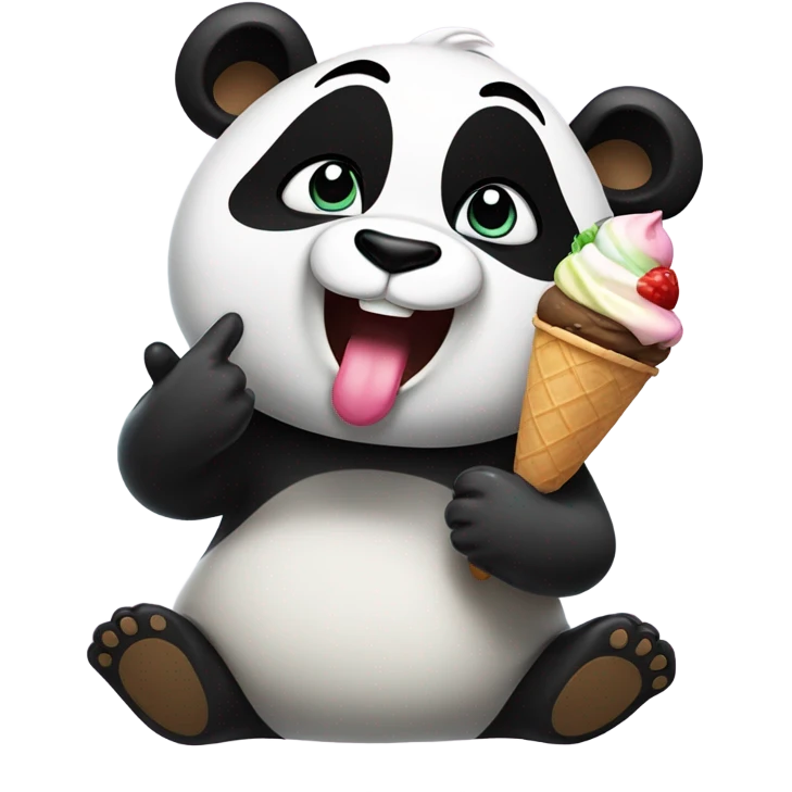 Panda eating ice cream emoji