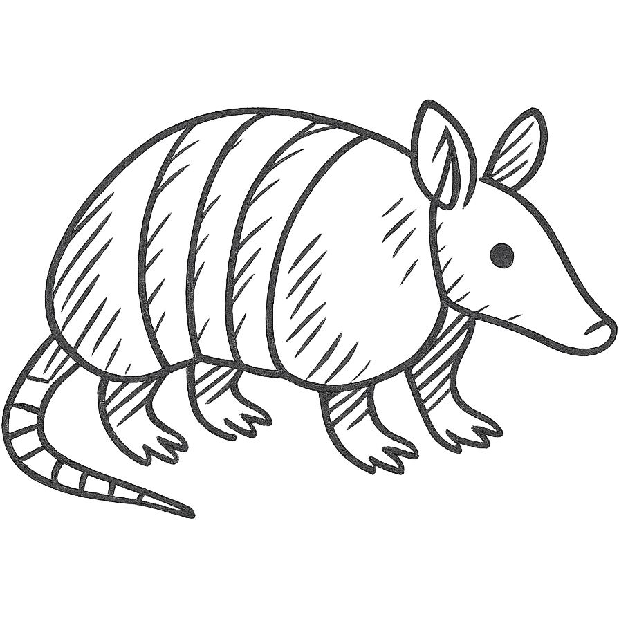 hand drawn black and white armadillo with sketchy lines emoji