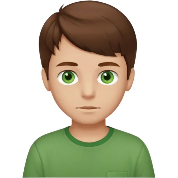 boy with brown hair and green eyes with green shirt emoji