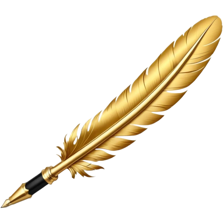 3D perspective academic premium golden ink feather pen emoji