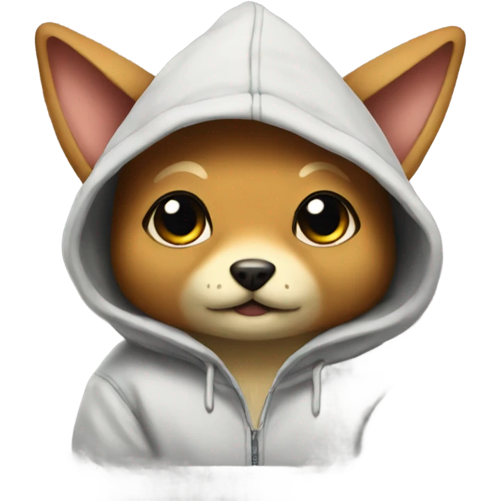 Evee wearing a hoodie emoji