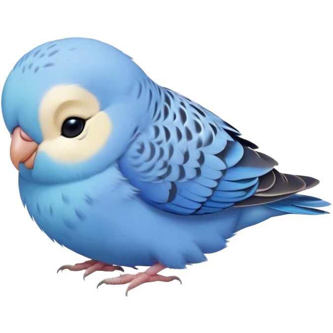 Meme-Worthy Cute Sleeping Blue Budgie Portrait Emoji, Head resting peacefully with a contented smile, showcasing a petite, delicate build and a luxuriously soft blue feathered fur, eyes shut in a serene nap, Simplified yet hilariously adorable features, highly detailed, glowing with a soft, drowsy light, high shine, relaxed and utterly lovable, stylized with an air of playful laziness, bright and heartwarming, soft glowing outline, capturing the essence of a comically sleepy budgie, so meme-worthy it feels like it could instantly become the next viral sensation of adorable slumber! emoji