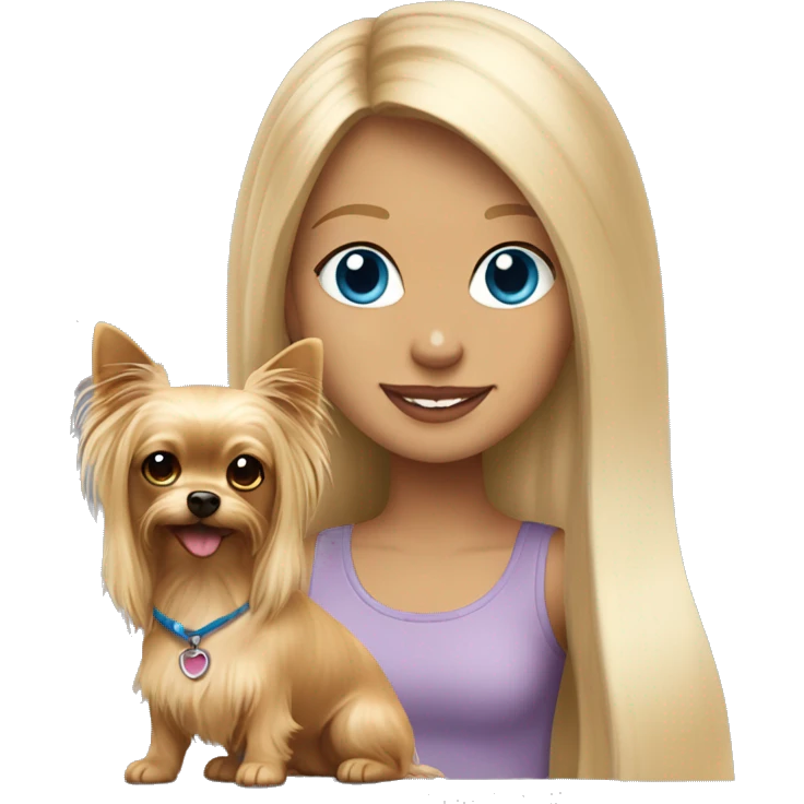 long blonde hair blue eyed girl walking chihuahua and yorkie emoji