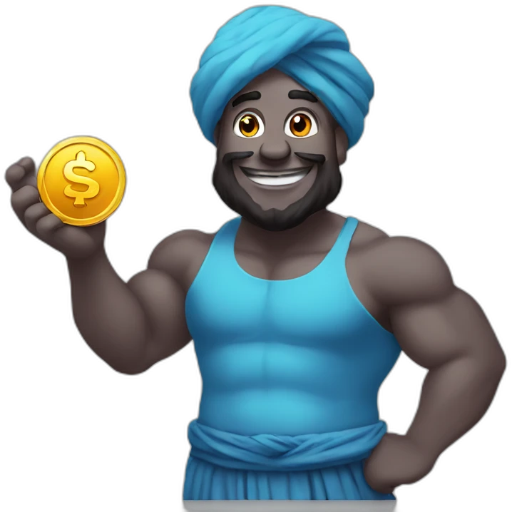 genie holding the big coin emoji