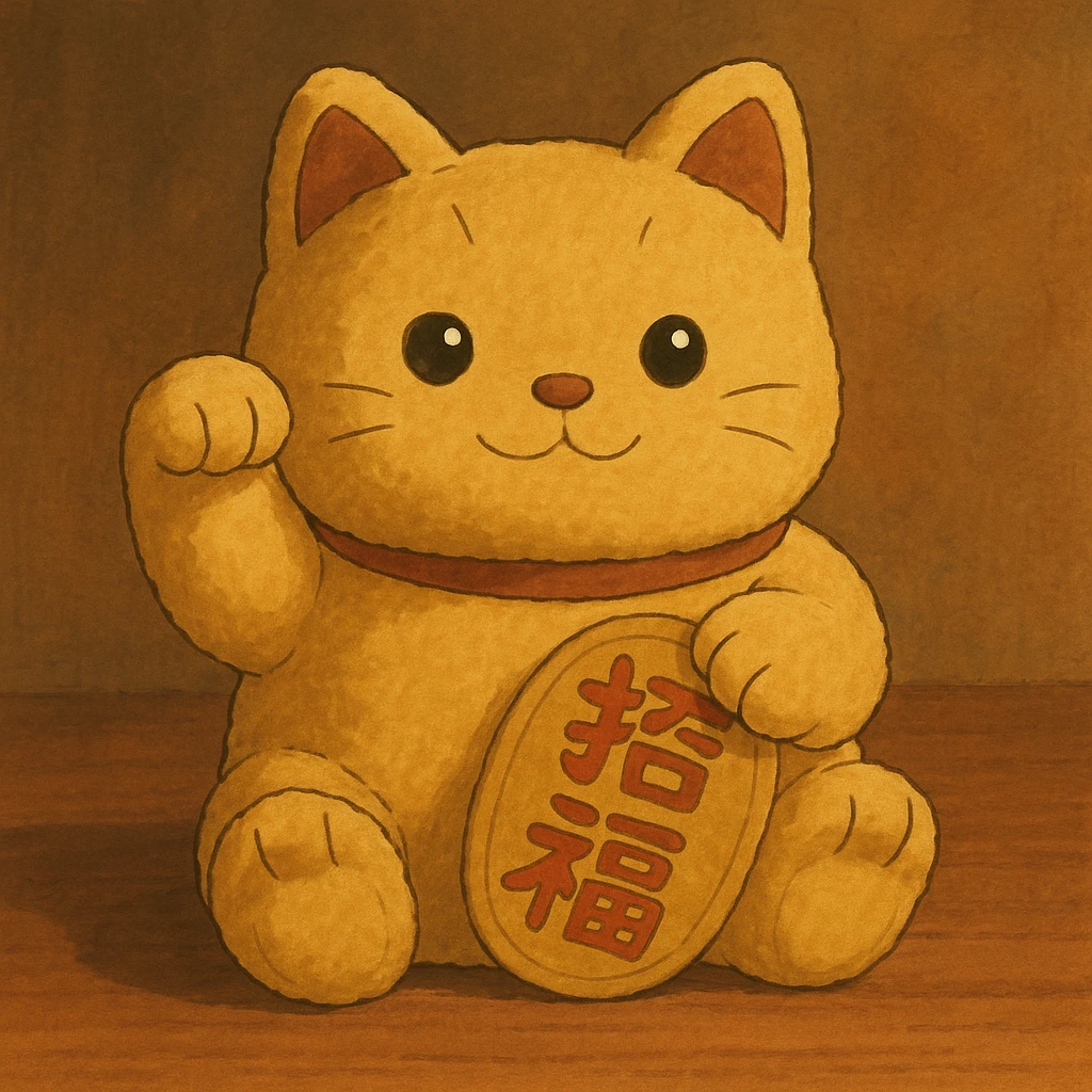 Gold Chinese lucky cat plushie  emoji