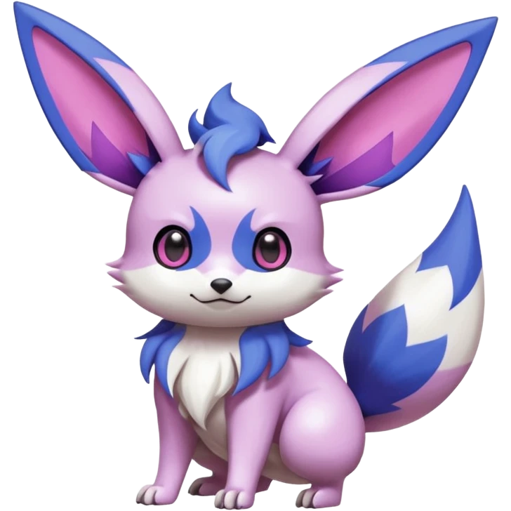 Shiny White with Violet and Indigo and pink markings Eevee-Minccino-Zangoose-Pokémon-Digimon-Fakémon-fusion-hybrid-creature emoji