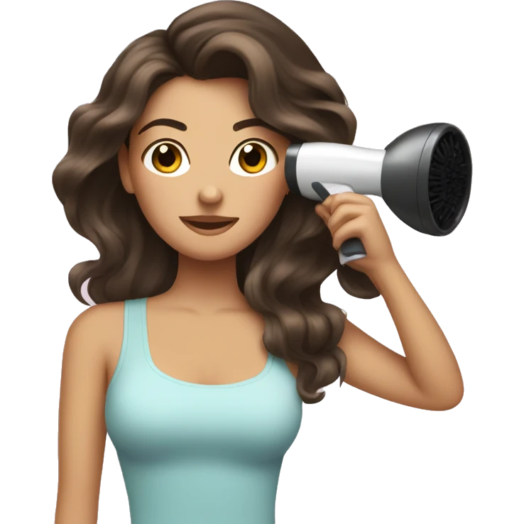 Brunette girl blow drying hair emoji
