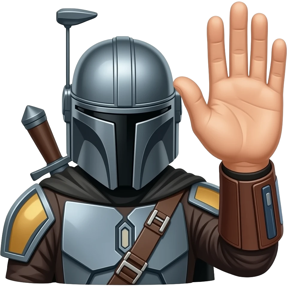mandolorian palm to face, bowing. head,  Putting Palm to face in grief or stress, covers face with Palm, move the hand higher, make hand slightly larger emoji