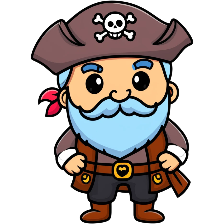 Old bearded pirate with eye patch and heart eyes looking with admiration emoji