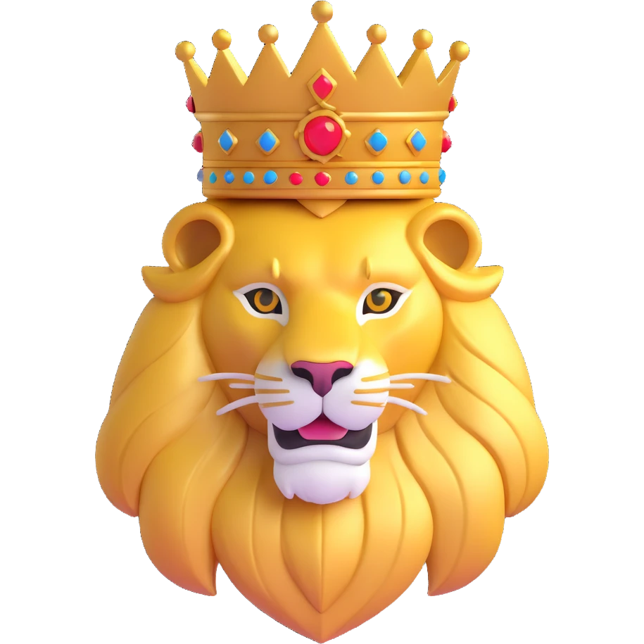 Regal golden lion crest with crown, House Augustus emoji