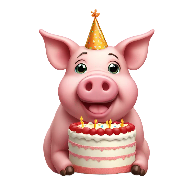 pig with birthday cake  emoji