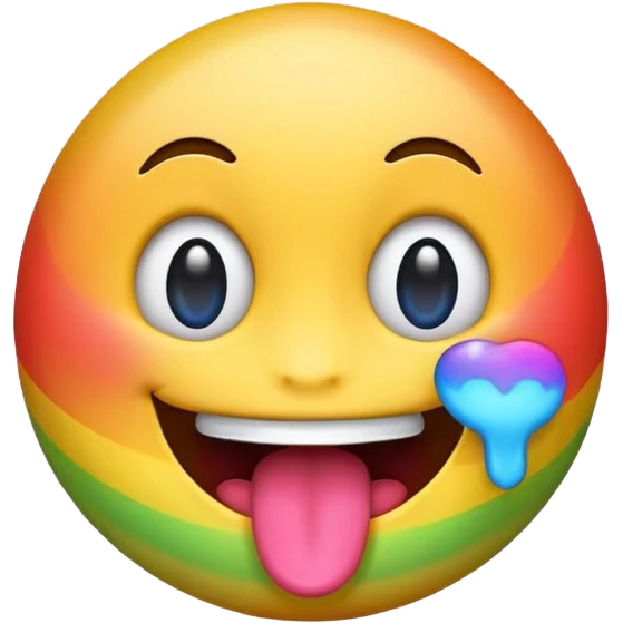 Smile emoji with rainbow tongue and rainbow eyes emoji