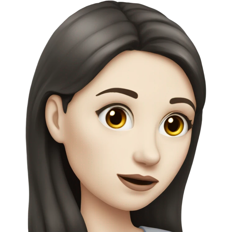 Very pale skin woman with long dark hair and soft makeup emoji
