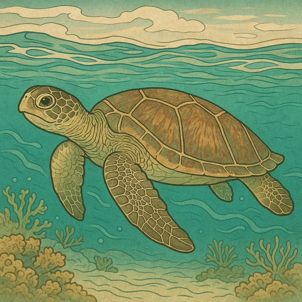 sea turtle in beautiful clear turquoise caribbean sea underwater emoji