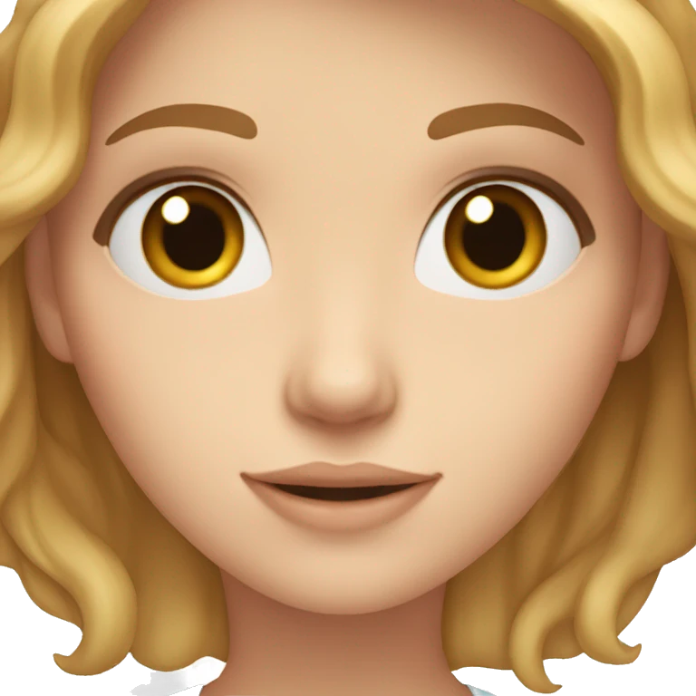 A white girl with long light brown waivy hair ans hazel eyes emoji