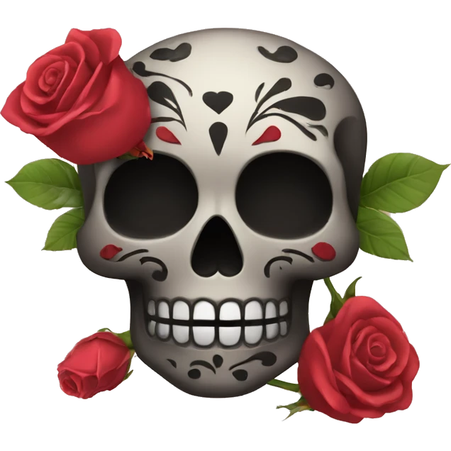 Calavera con rosas negras emoji