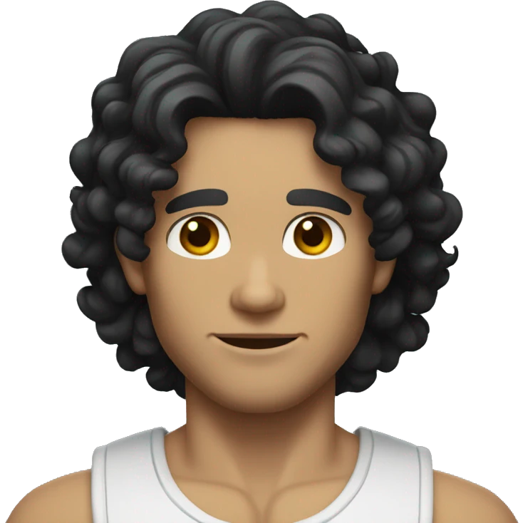 muscle curly long black hair white man emoji
