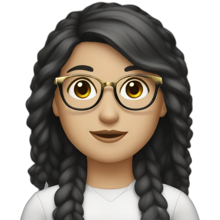 [white girl] with [black] hair and [gold] glasses emoji