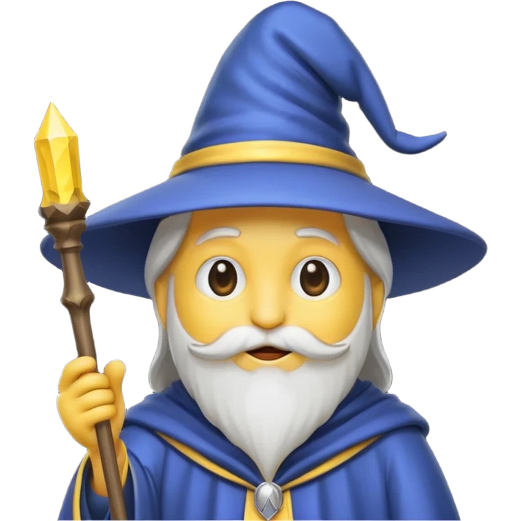 Einen Gelben Emoji mit zauber hut und schwartz weißen zauberstab emoji