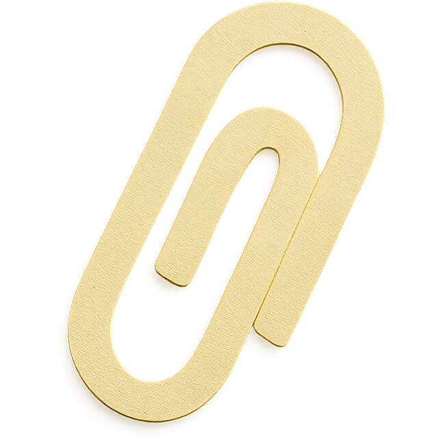 soft pastel tiny paperclip icon in gentle yellow, paper craft style emoji