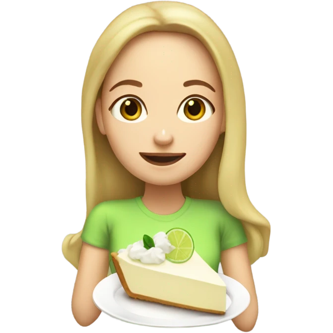 A white girl eating key lime pie emoji