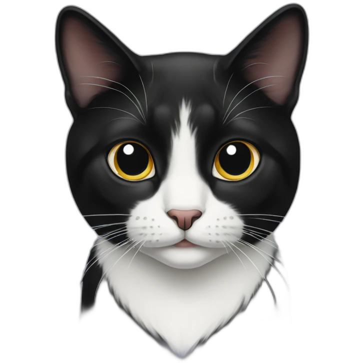 Tuxedo Cat with black nose emoji