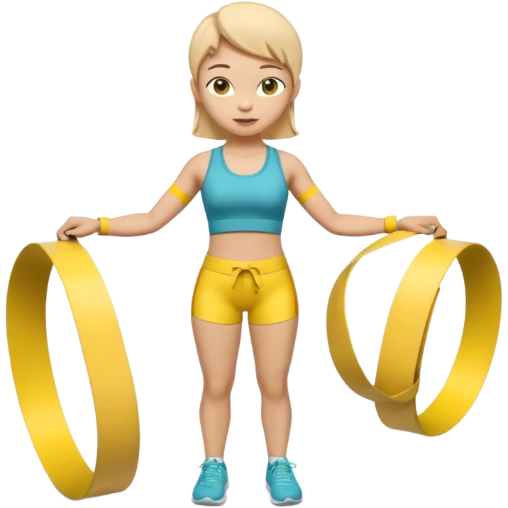A 3D cartoon person measuring their waist with a yellow tape, casual fitness outfit, Memoji-style realism. close up. emoji