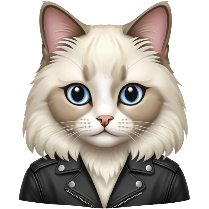 Ragdoll cat wearing a leather jacket  emoji