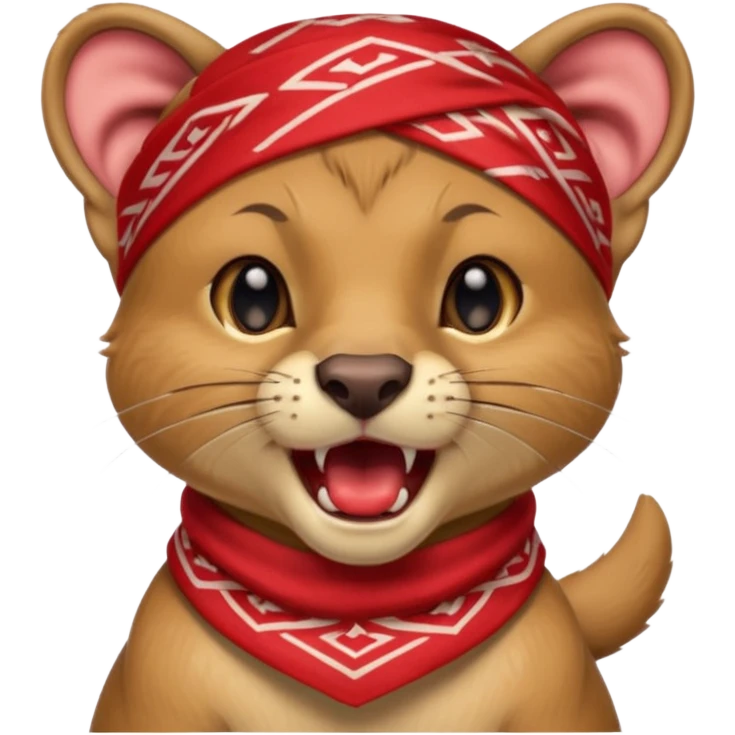 Fossa animal with a red bandana on its head screams emoji