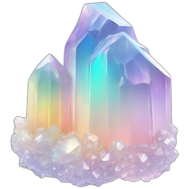 glossy Pastel whitish iridescent glass rainbow crystal cluster emoji