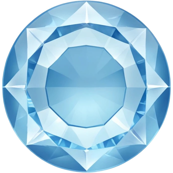 A round cut light blue celestite gem, faceted with brilliant shine and clarity, showing the characteristic pale blue of celestite emoji