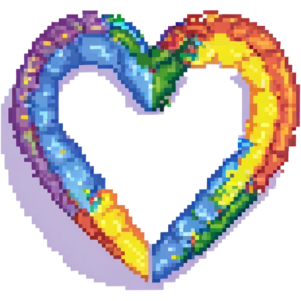 heart in rainbow pride colors, simple and bold, no text emoji