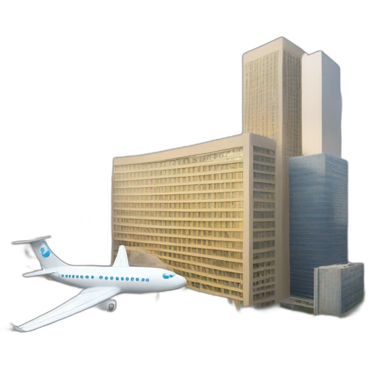 Un avion et deux buildings emoji