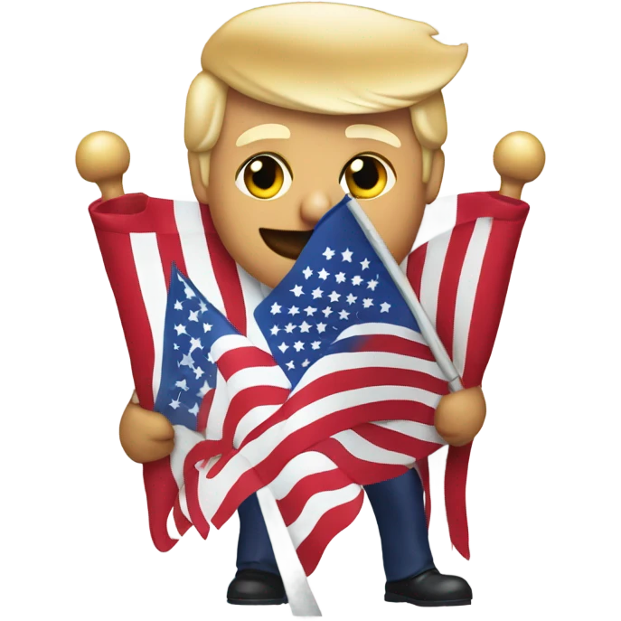 Donald Trump holding American flag wearing a MAGA hat  emoji